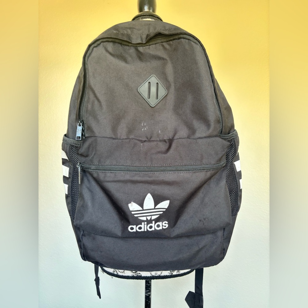adidas Black Trefoil Logo Backpack with White Accents - Picture 8 of 13